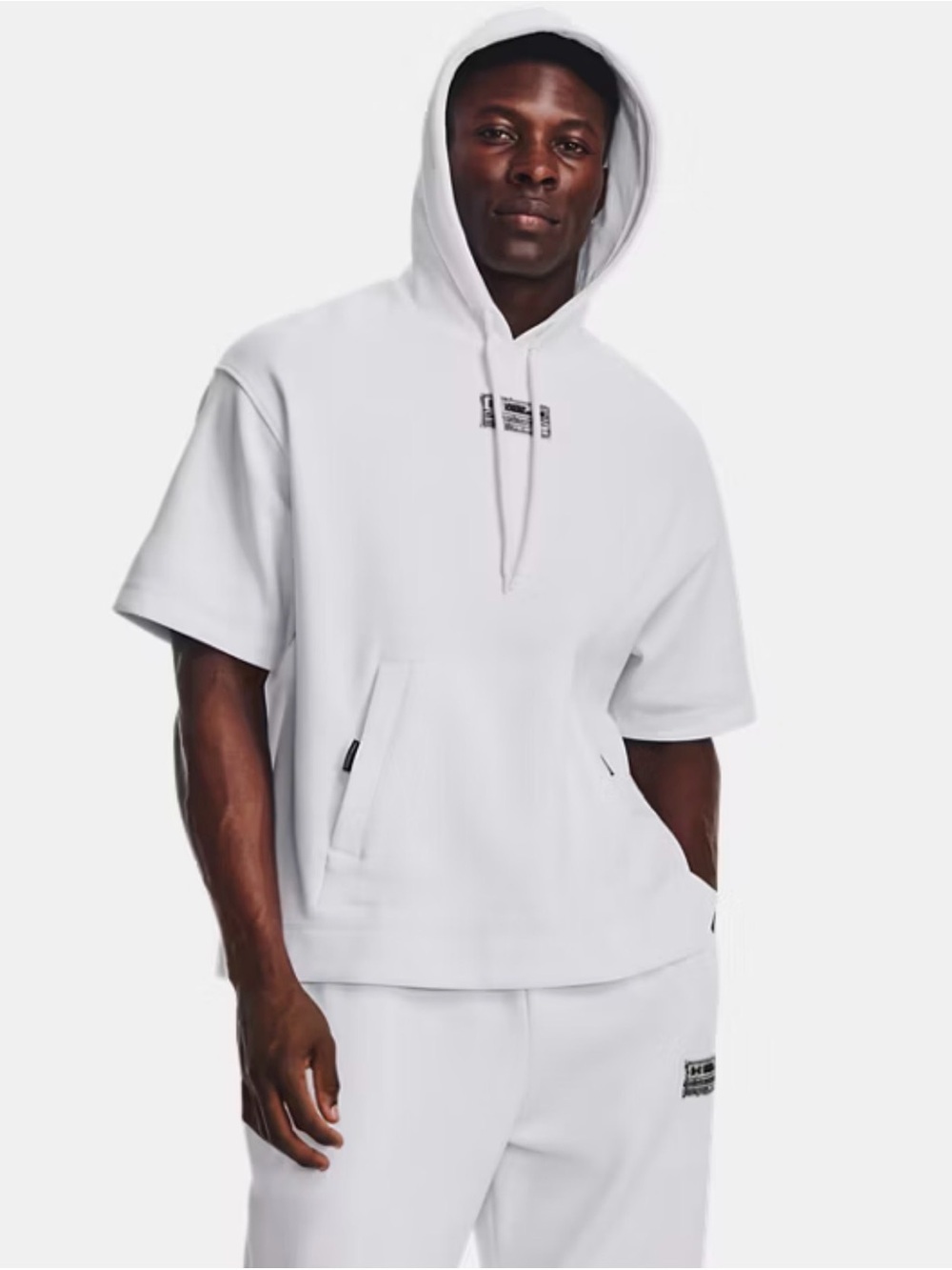 Under Armour Short Sleeve Hoodie White Fleece Pullover Men’s Small 1378894